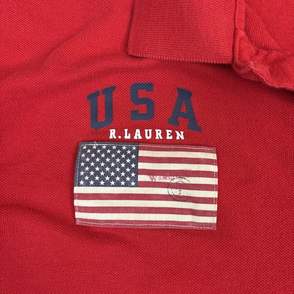 Polo Ralph Lauren Custom Fit Big Pony Polo Shirt Mens 2XL Red Flag Logo